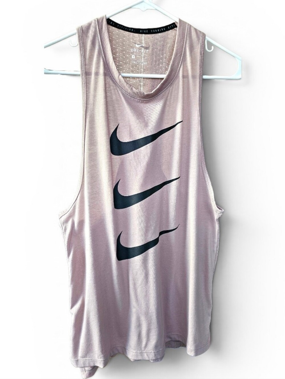 Women's NIKE Light Pink Tank with Black Swooshes Sz Small